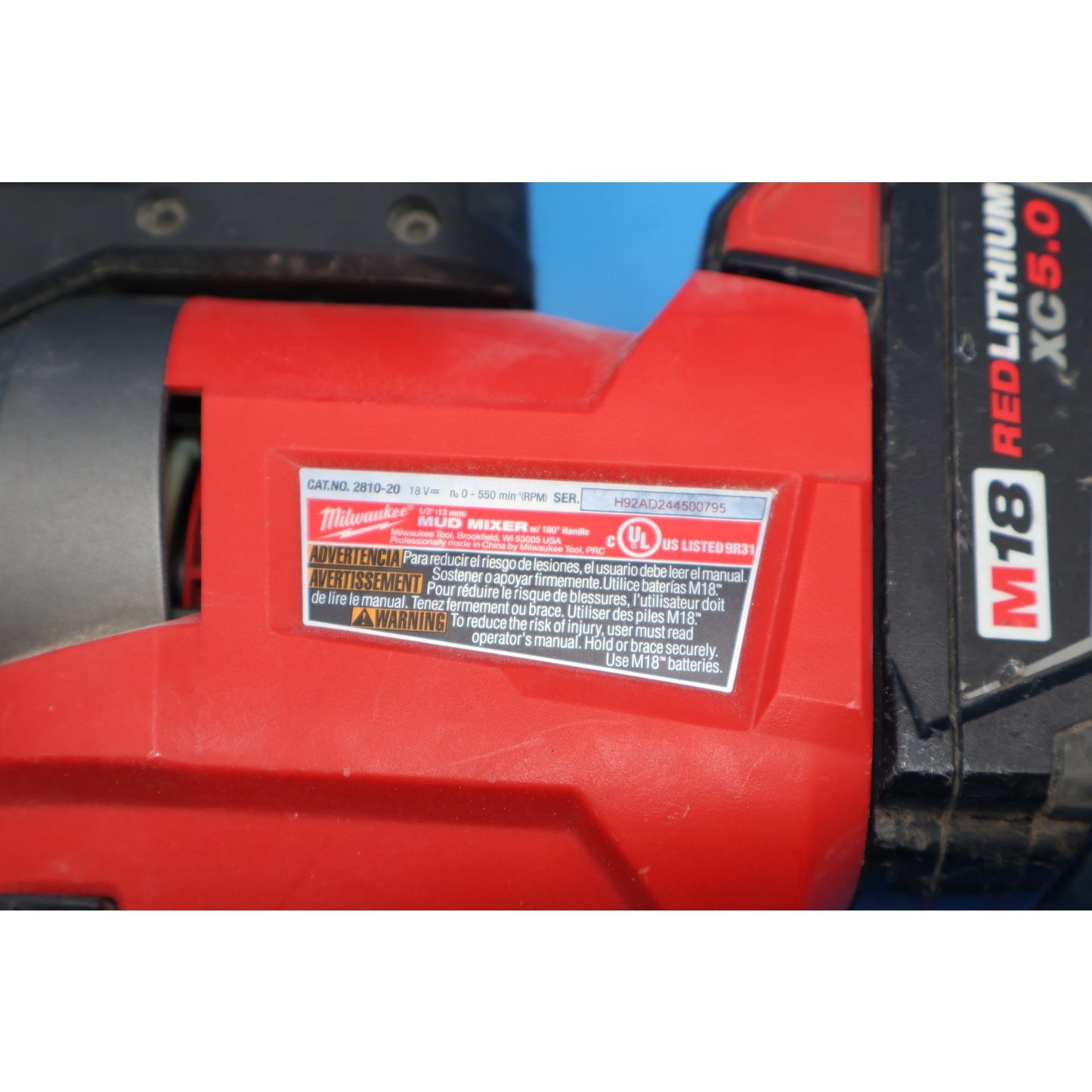 Milwaukee 2810-20 1/2" Mud Mixer w/ 180° Handle