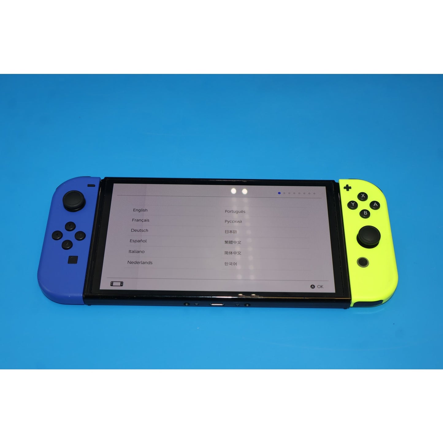 Nintendo Switch OLED Console HEG-001 Blue/Neon w/ Dock & Charger