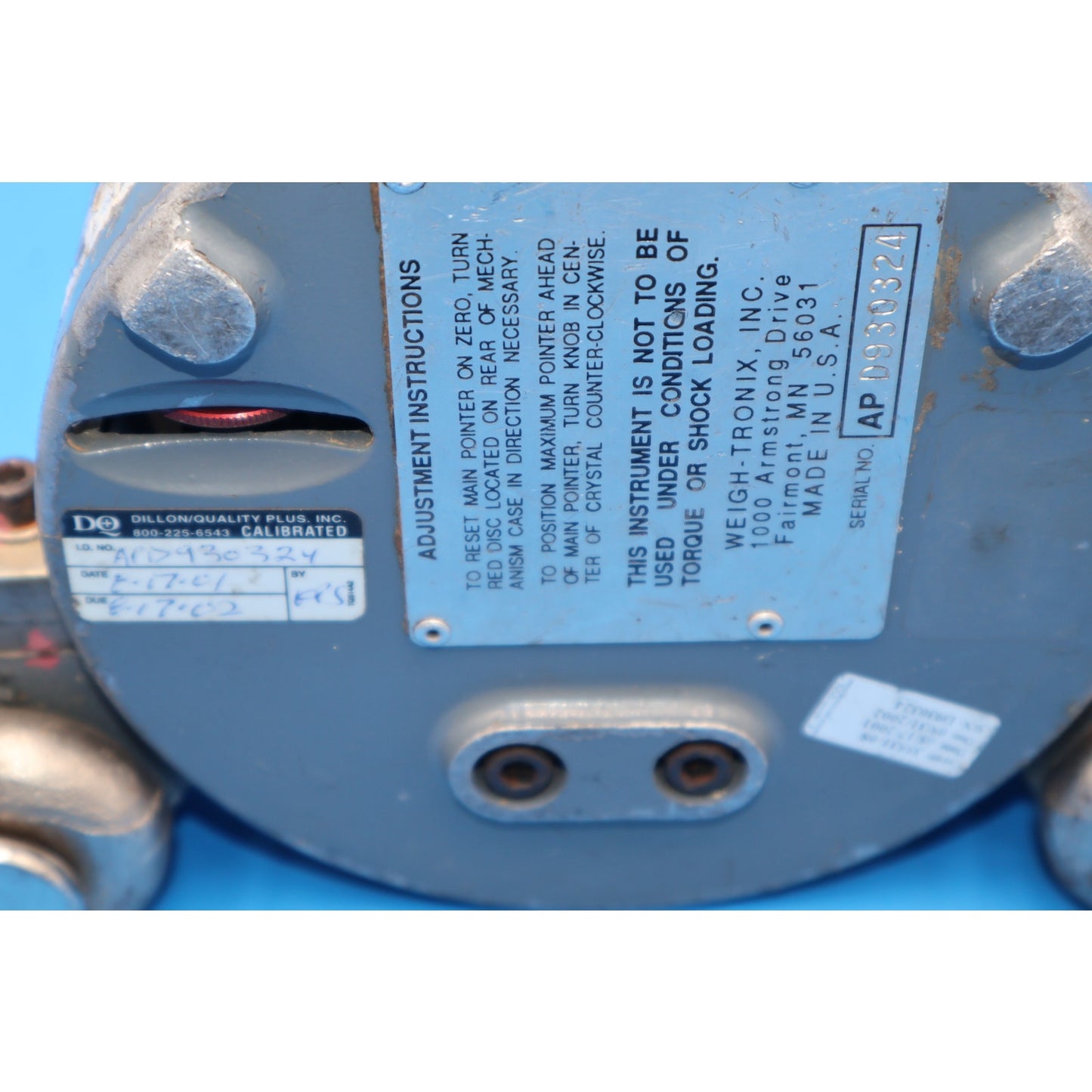 Dillon Dynamometer 2000 Capacity 20lb Divisions Weight Scale