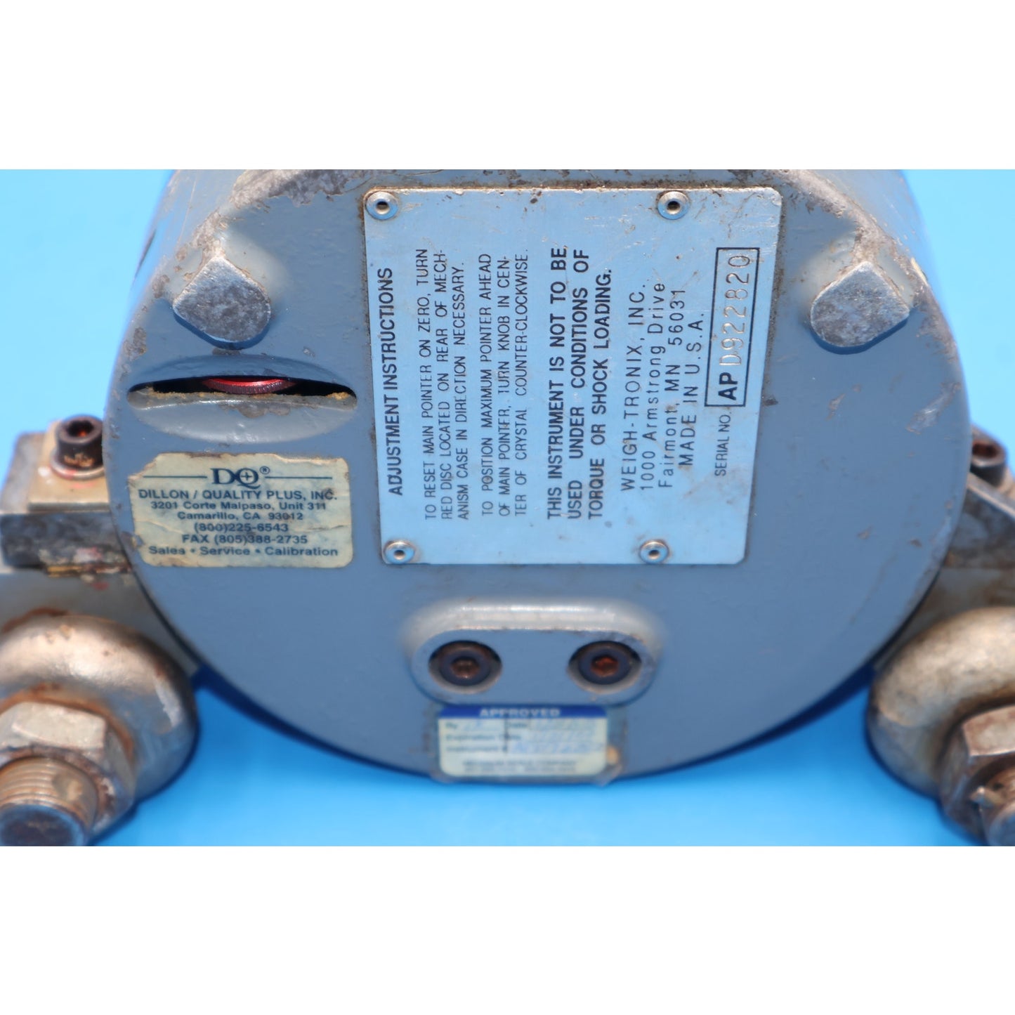 Dillon Dynamometer 1000 lb Capacity Weight Scale (10 lb Divisions)