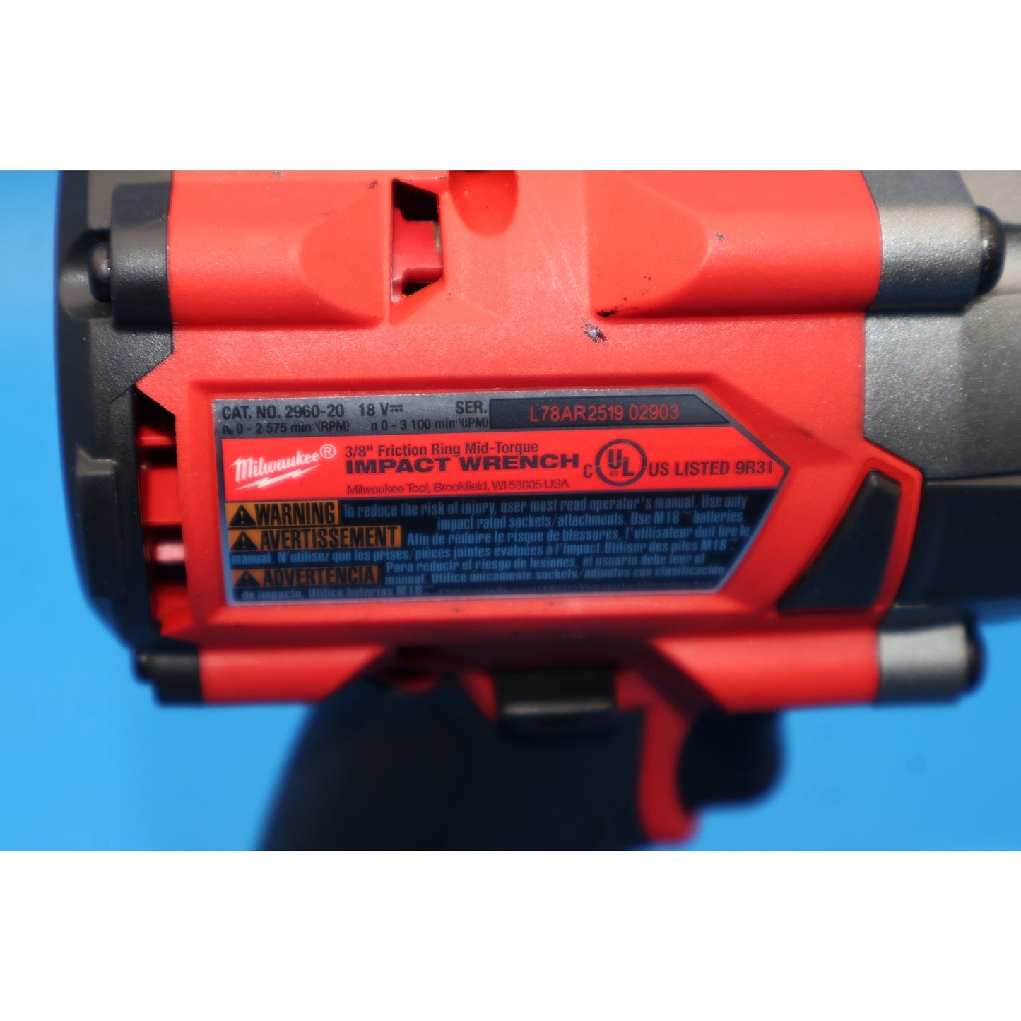 Milwaukee 2960-20 (2960-22R) M18 18V 3/8” Friction Ring Mid-Torque Impact Wrench