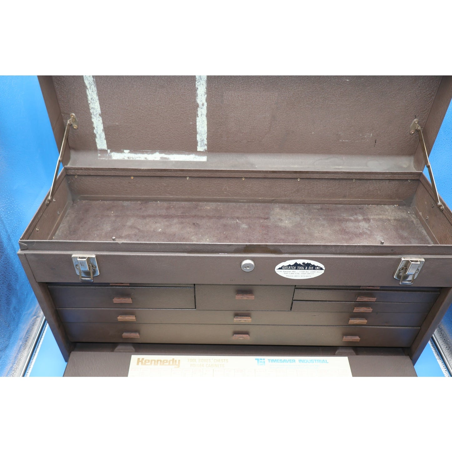 Kennedy No. 526 8 Drawer Machinist Tool Box Chest Brown Wrinkle USA No Key