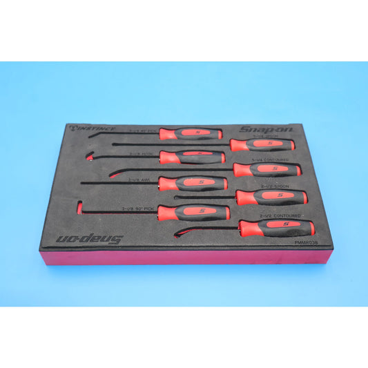 Snap-on FMMR03B 8pc Red Mini Pick and Hook Set Instinct Handle w/ Foam Tray