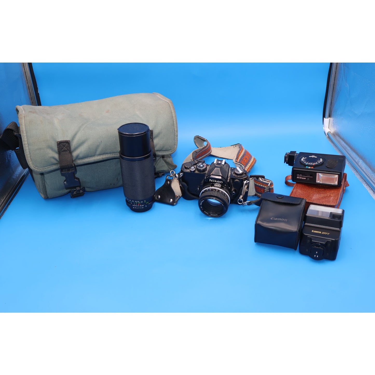 Nikon FE 35mm Film Camera Kit w/ Nikkor 50mm f/1.8 Lens & Flashes
