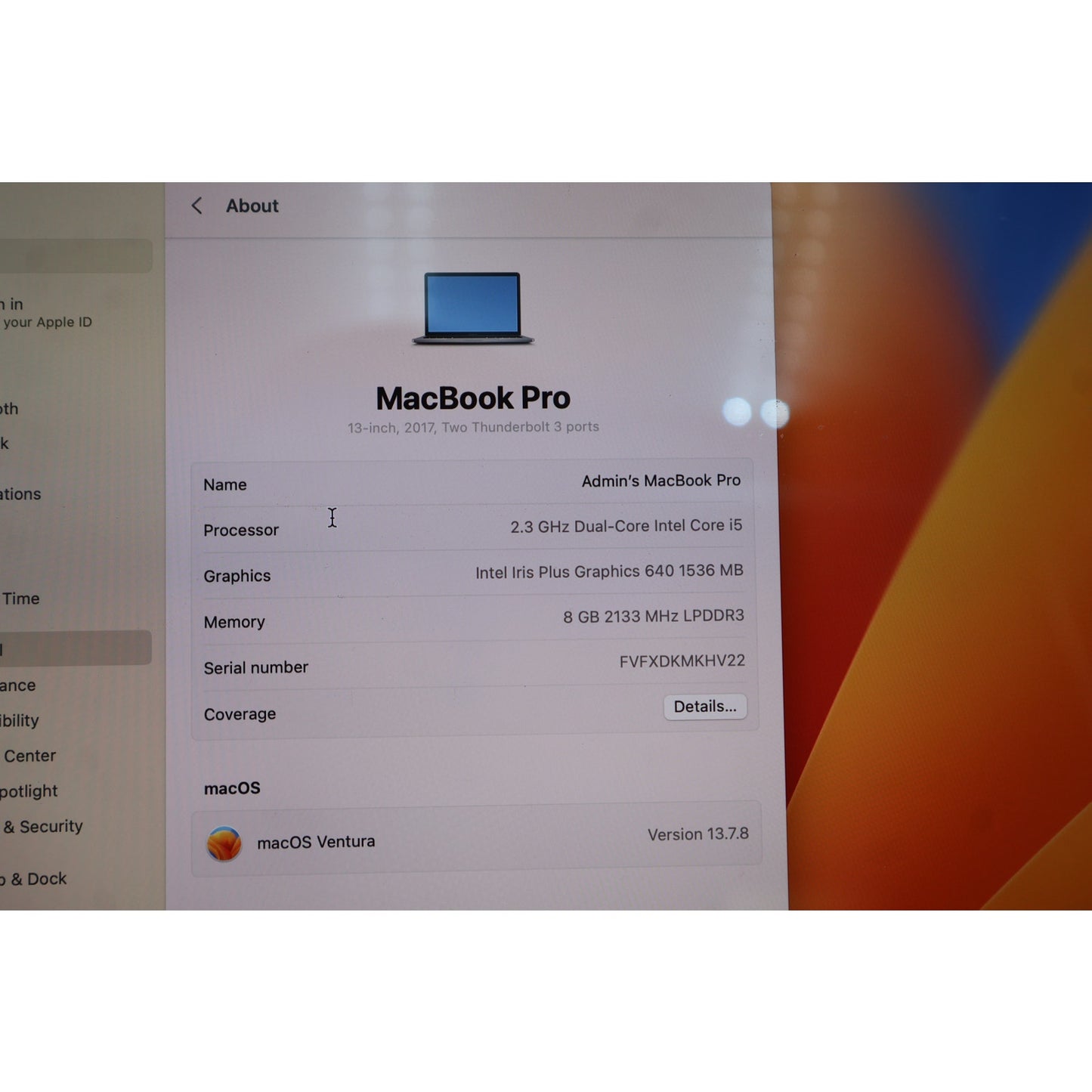 Apple MacBook Pro 13" 2017 (128GB SSD, 8GB RAM, Intel Core i5)